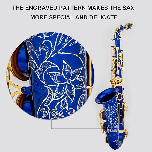 Btuty Eb Alto Saxophone Brass E Flat Sax Blue Saxophone 802 Key